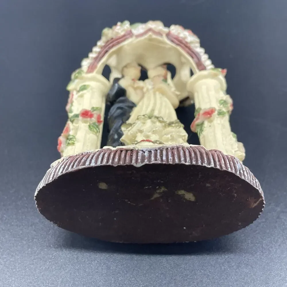 Vtg Arch Wedding Cake Topper Keepsake Bride Groom Roses Doves Hearts Antq Style